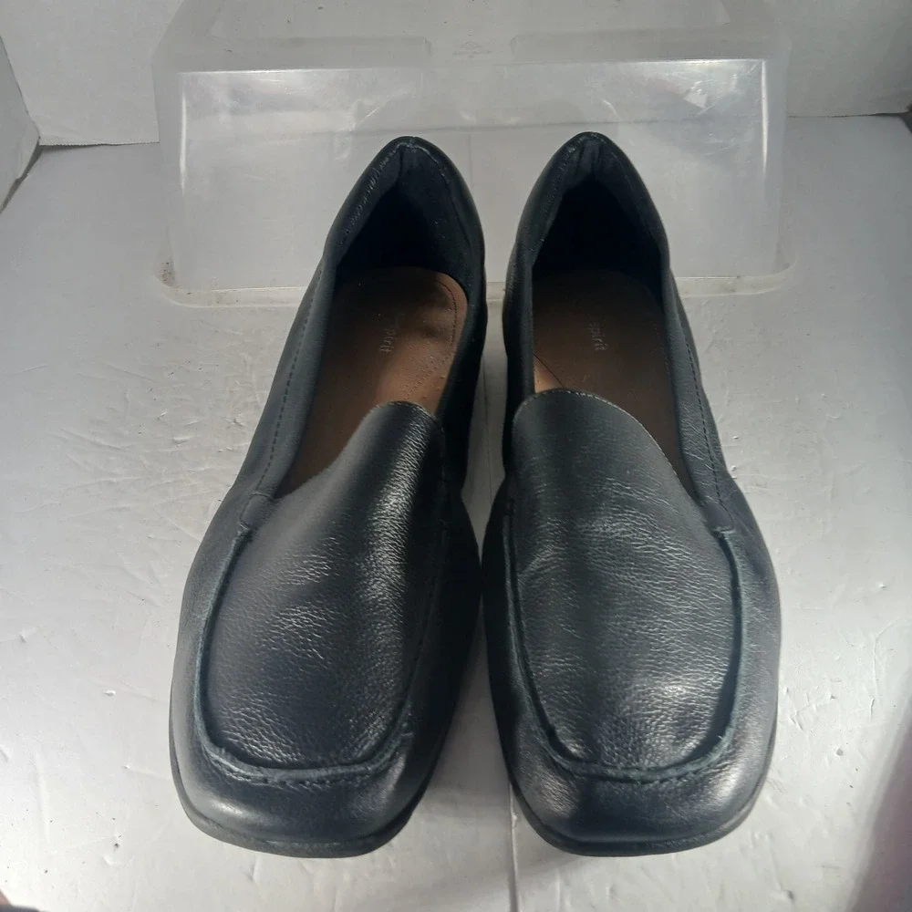 Easy Spirit Abide 8 Loafers 12W Black Leather Flats Comfort Office Classic